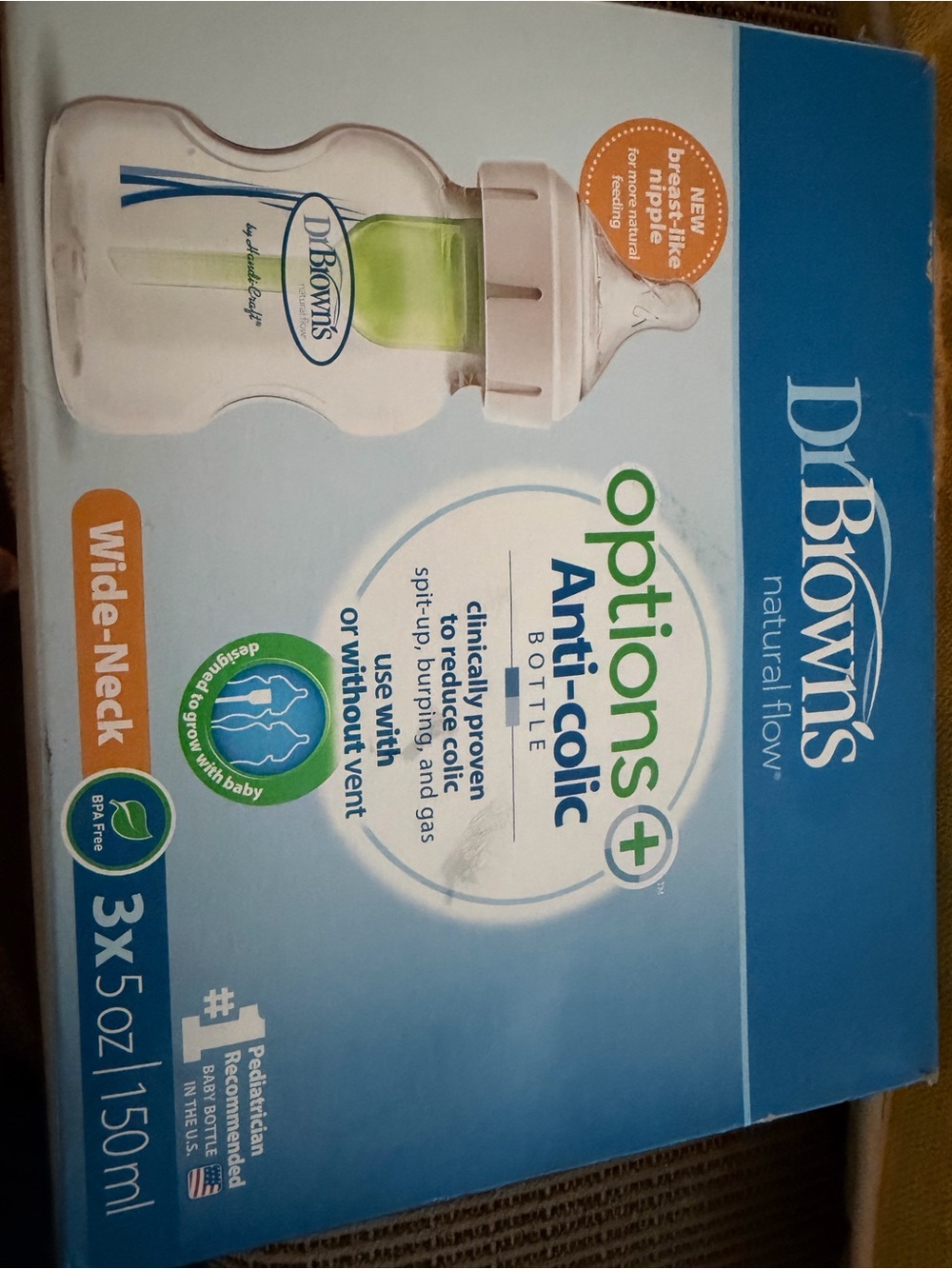 Options+ Anti-Colic Wide-Neck Bottle in Clear/Green